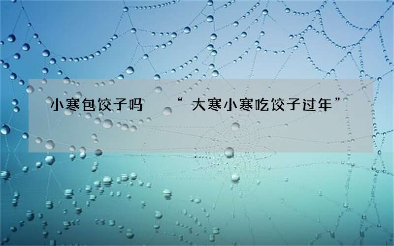 小寒包饺子吗  &ldquo;大寒小寒吃饺子过年&rdquo;